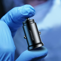 Mini car charger for cigarette lighter socket 30W 2x USB-C, metal, black - Carlat