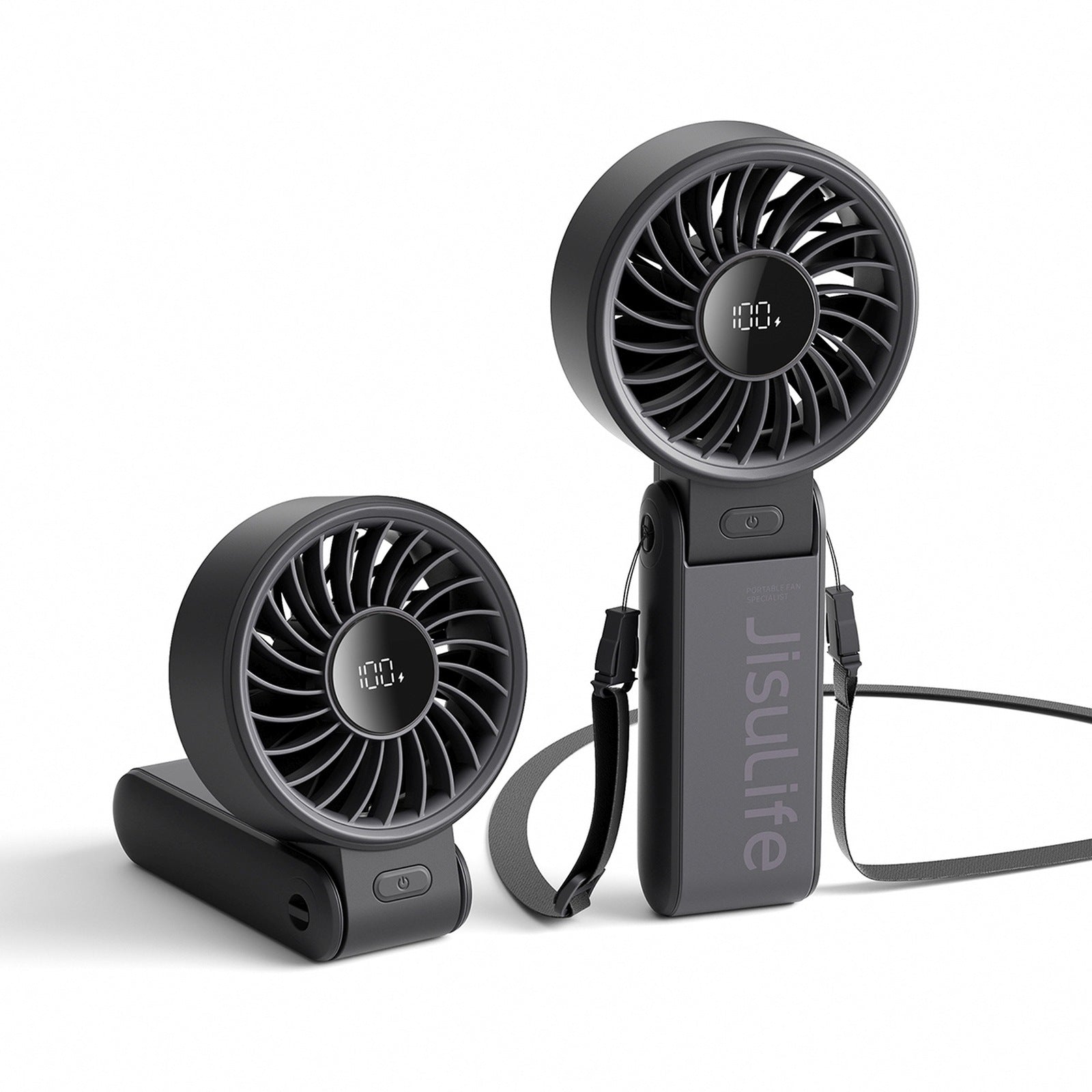 Mini fan portable fan 5 speeds 3600mAh USB-C - black - Carlat