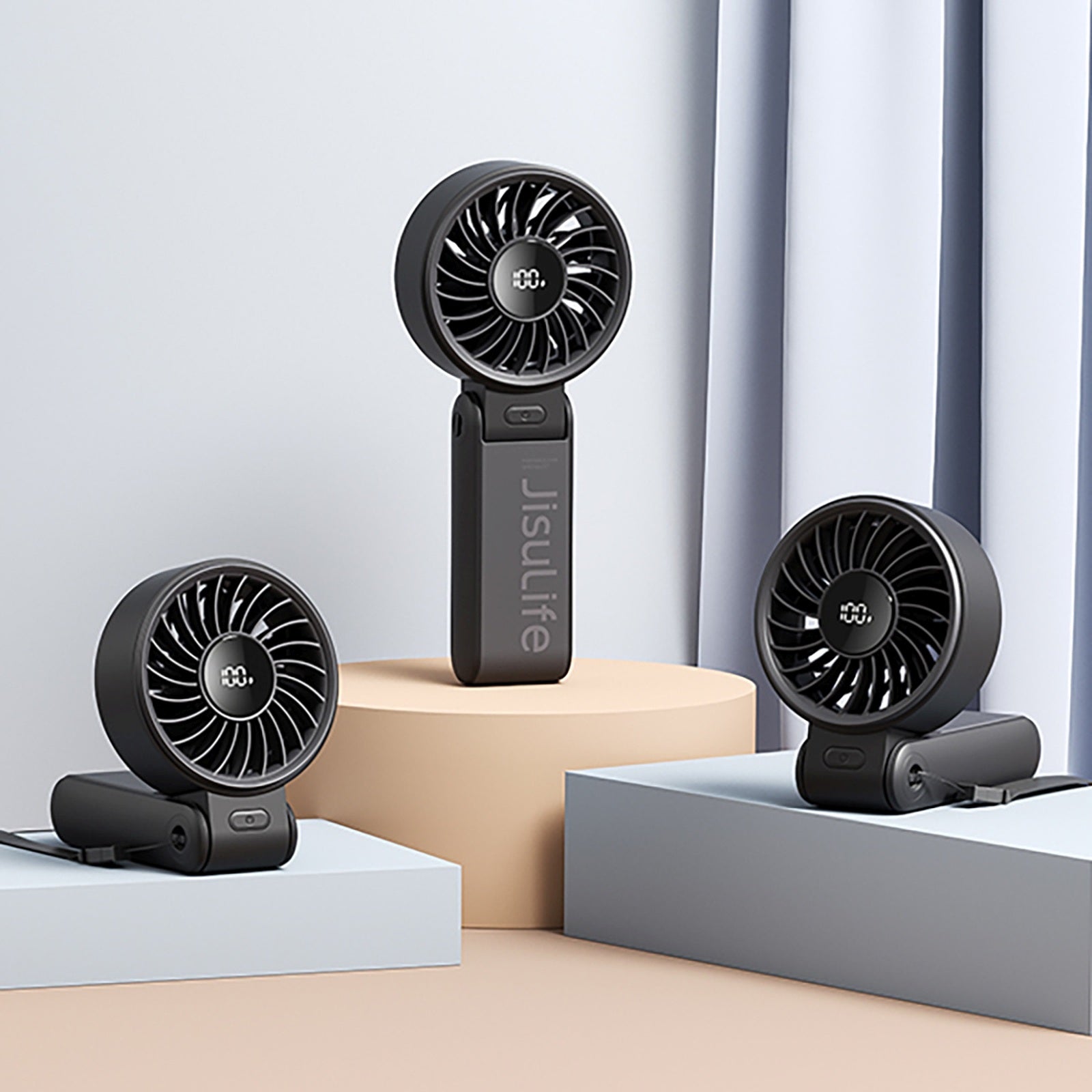 Mini fan portable fan 5 speeds 3600mAh USB-C - black - Carlat