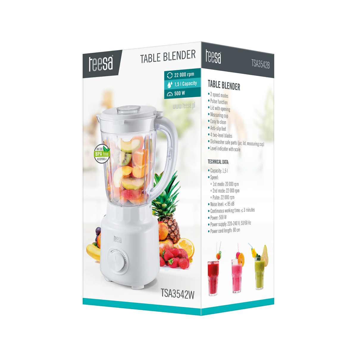 Mixers and Blenders – 500W White Blender with Jug - Carlat