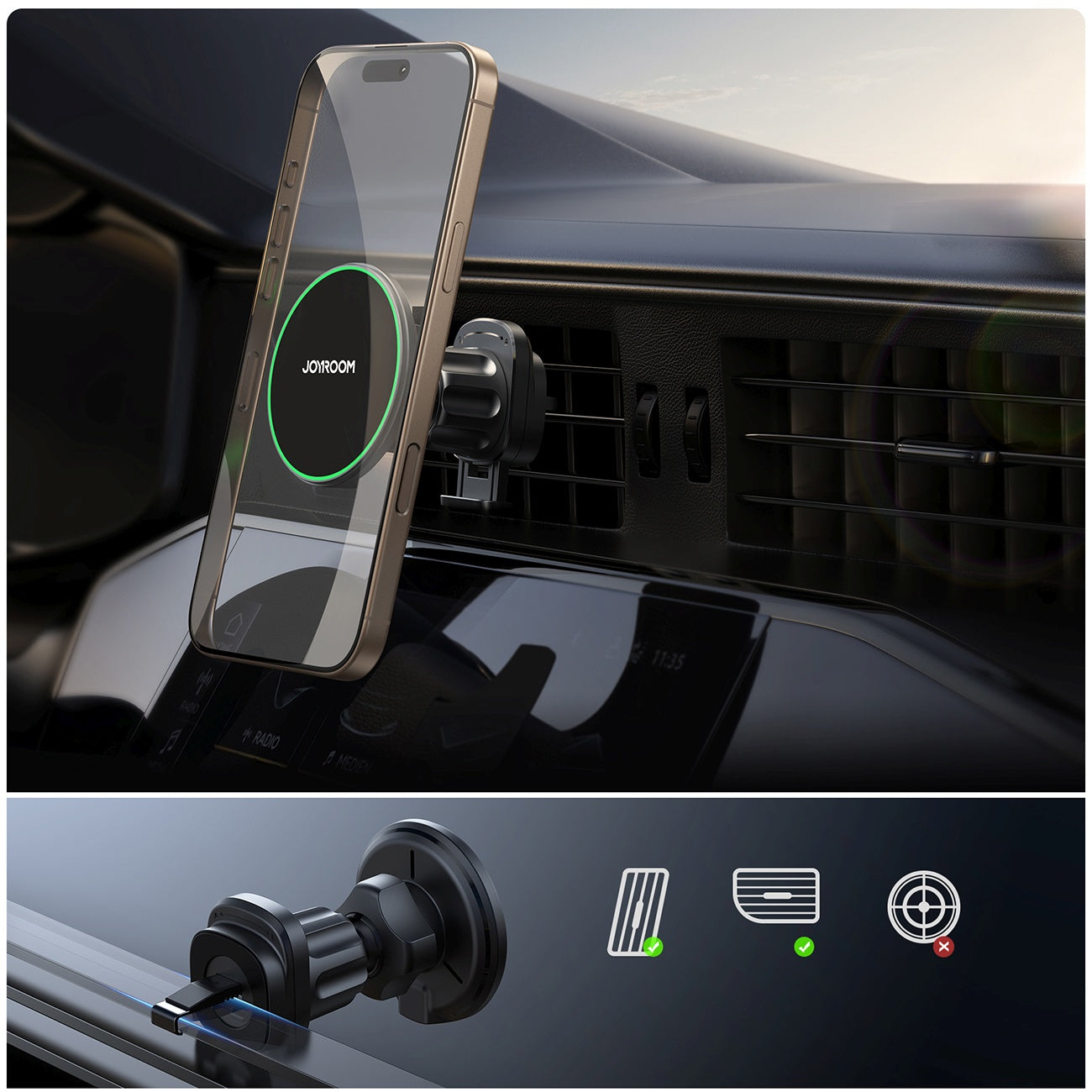 Mobile Phone Stands – Car holder with Qi2 15W phone - Carlat