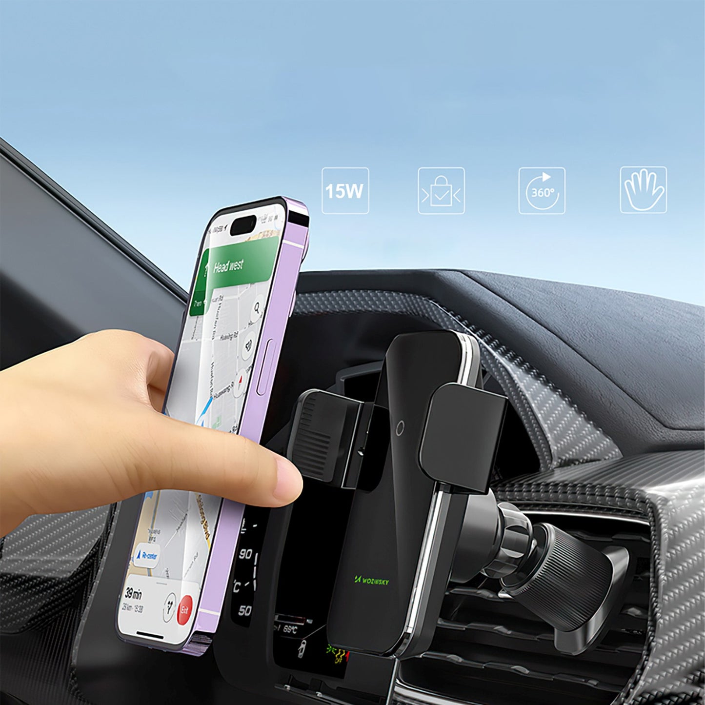Mobile Phone Stands – Clamp car holder with inductive phone - Carlat