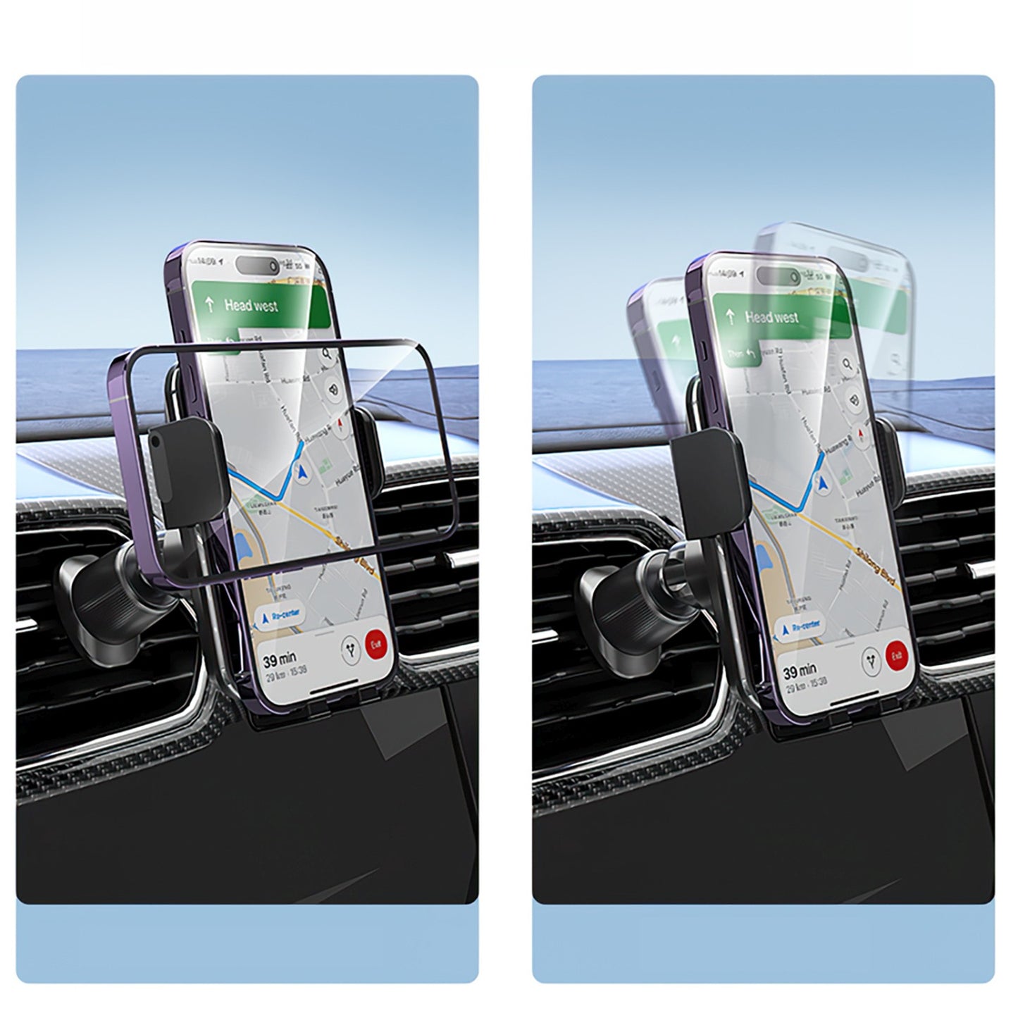 Mobile Phone Stands – Clamp car holder with inductive phone - Carlat