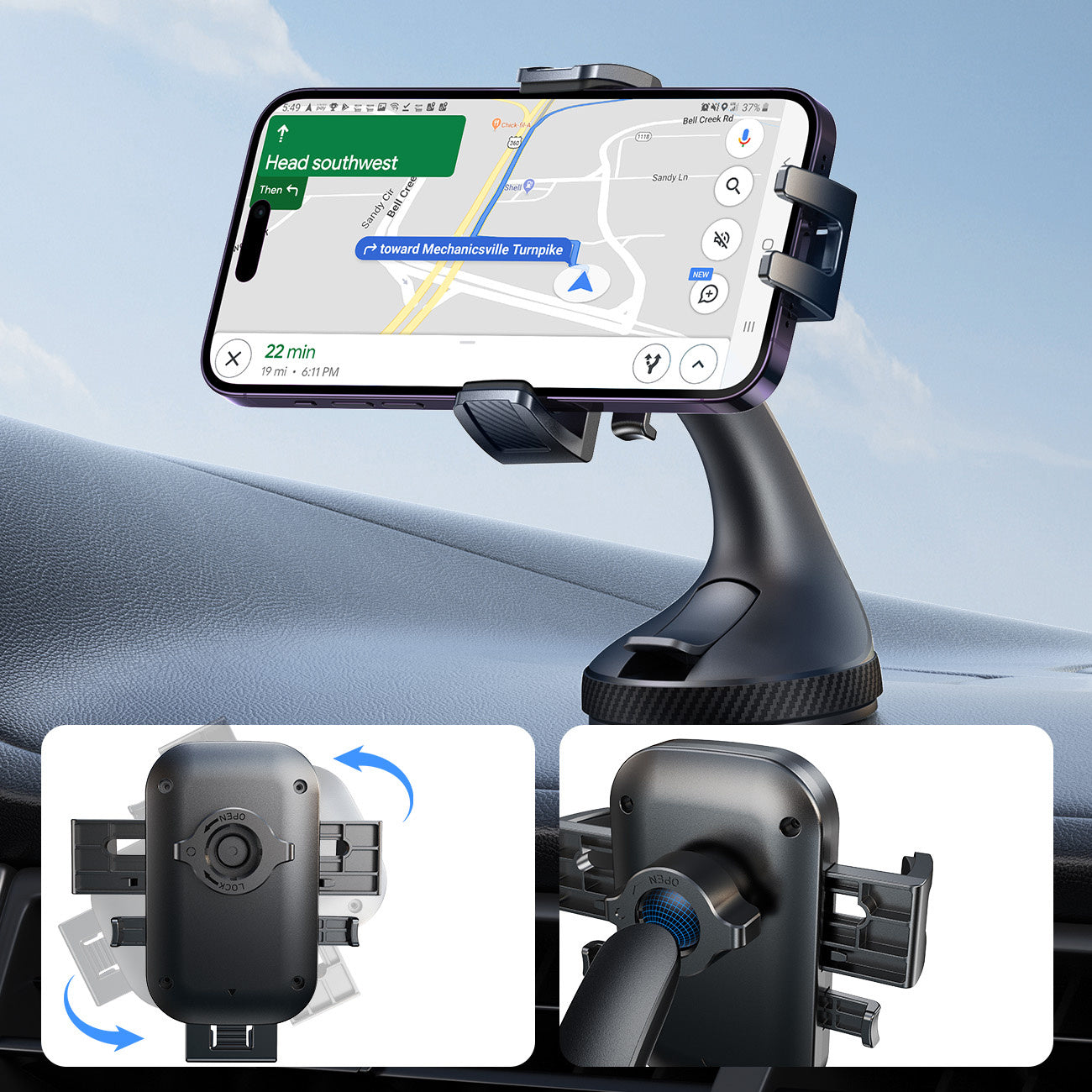 Mobile Phone Stands – Clamping car phone holder mounted on - Carlat