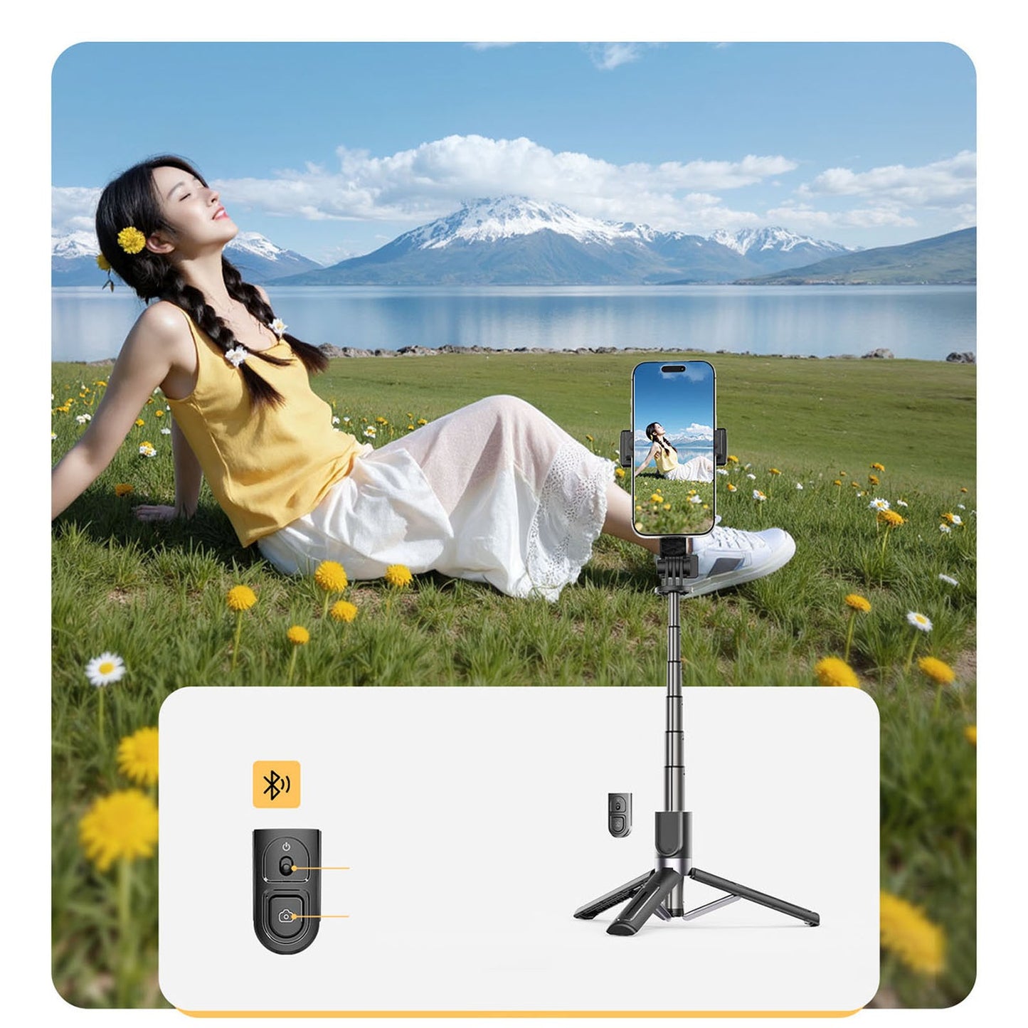 Mobile Phone Stands – Selfie stick mini aluminum tripod Bluetooth - Carlat