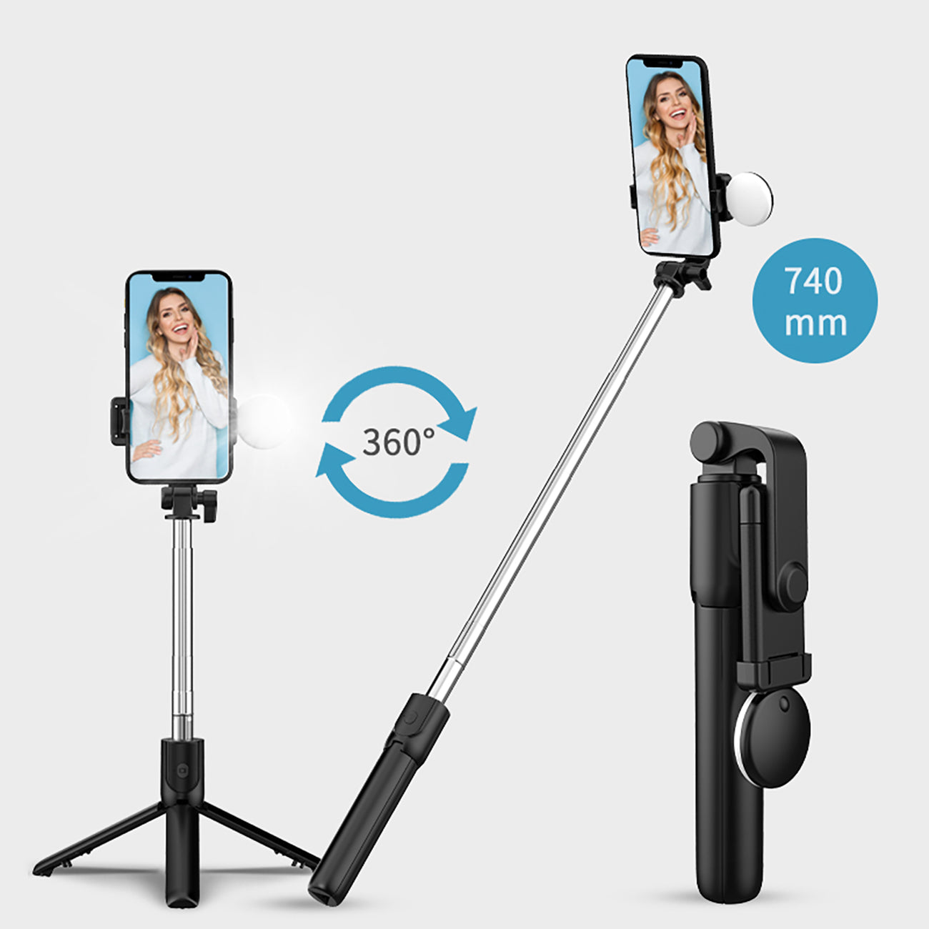 Mobile Phone Stands – Telescopic selfie stick with remote control - Carlat