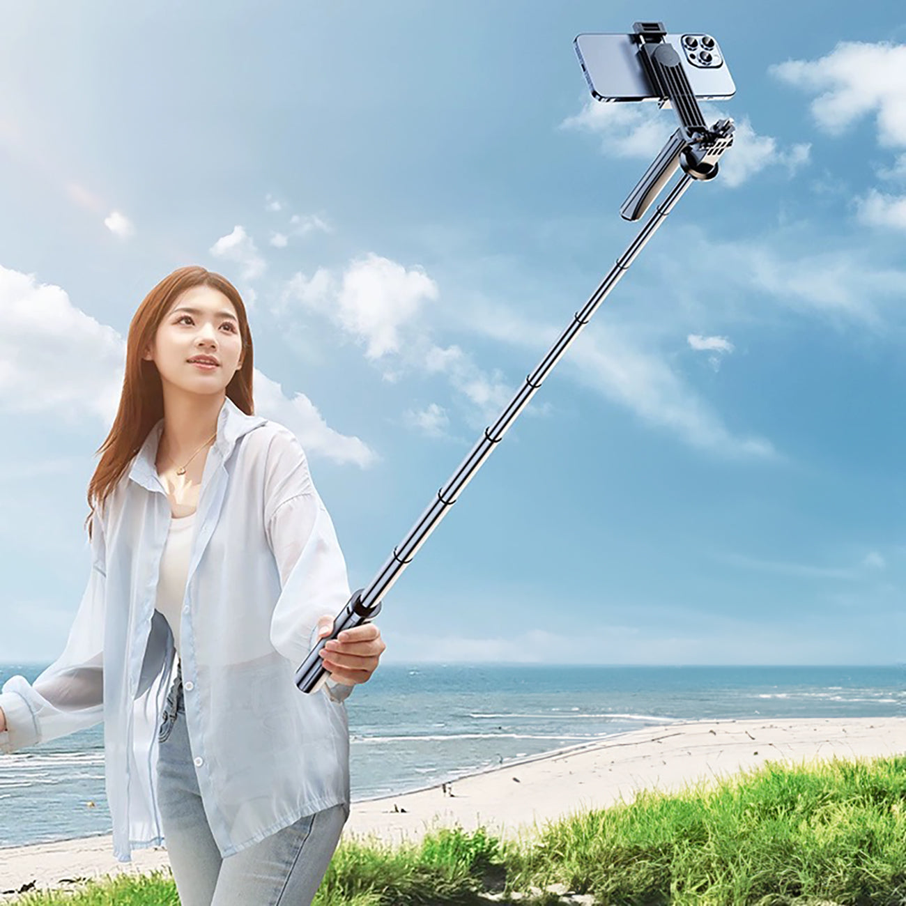 Mobile Phone Stands – Telescopic selfie stick with remote control, - Carlat