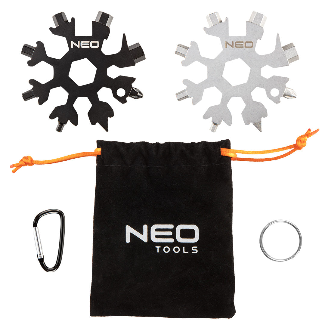 NEO TOOLS Multi-tools and key – Snowflake multi-tool 19 in 1, 2 pcs.