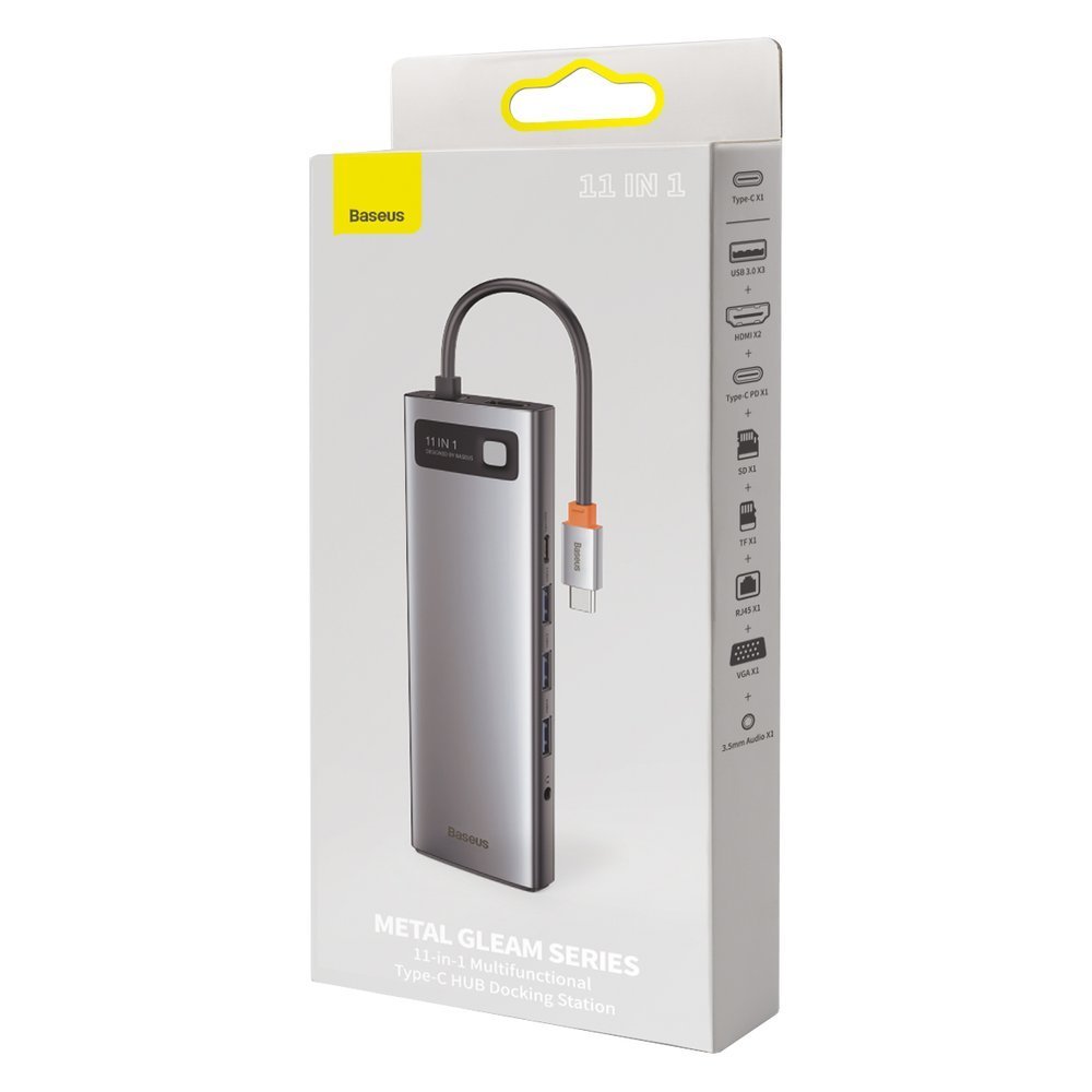 Multifunctional HUB replicator USB-C Metal Gleam 11w1 gray - Carlat