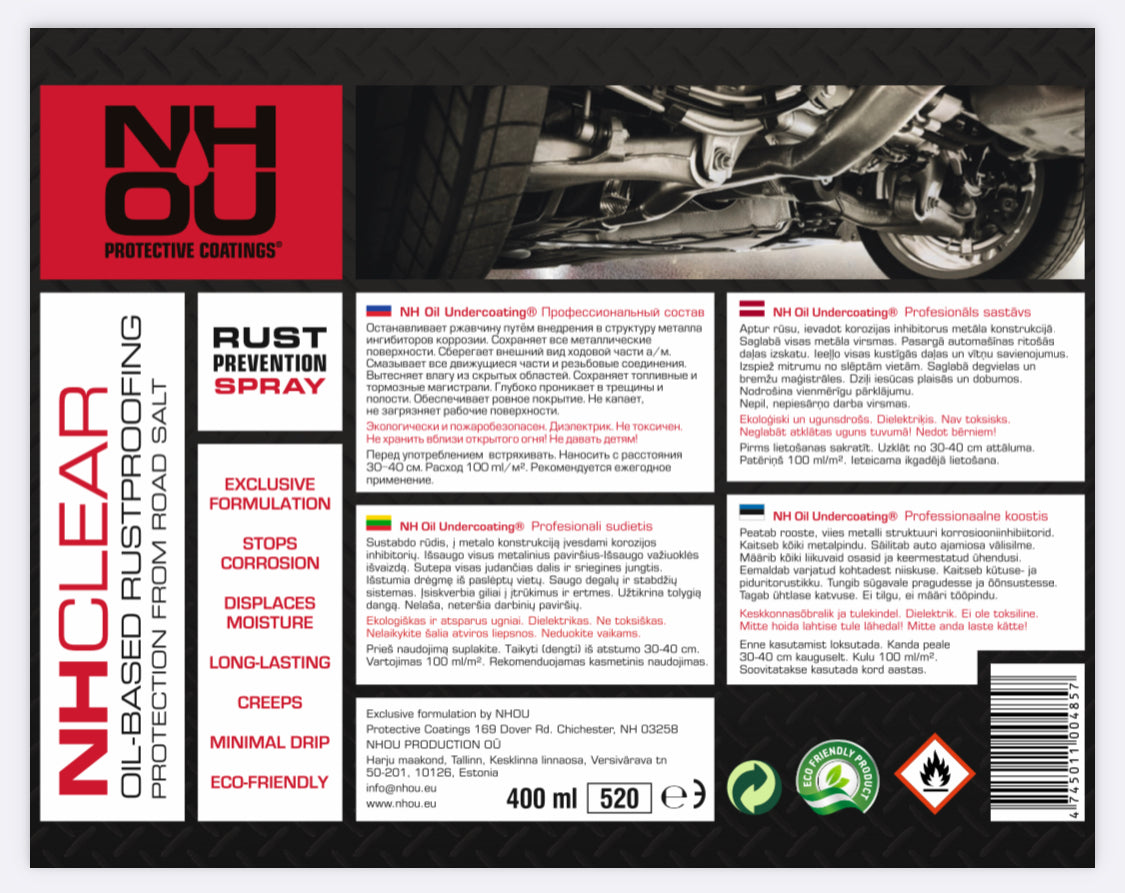NHOU® Black & Clear Rust Prevention Spray Set – 6 × 400ml - Carlat