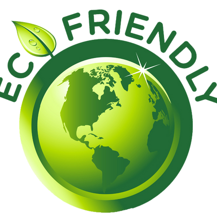 Logo with 'Eco Friendly' text and a green globe, symbolizing environmental sustainability.