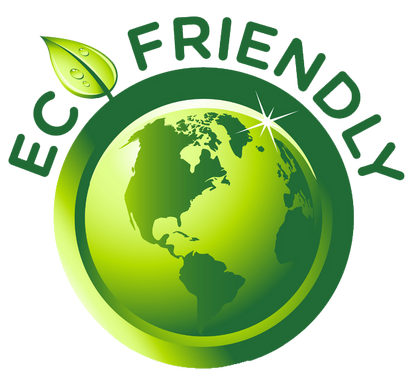 Logo with 'Eco Friendly' text and a green globe, symbolizing environmental sustainability.