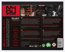 NHOU protective coatings label with product details on a black background