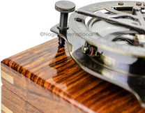 Nagina International 5" Triangular Beautiful Nautical Sundial Compass With Level Meter Encased In Genuine Rosewood Anchor Inlaid Case | Maritime Decor Gifts (Antique Brass) - Carlat