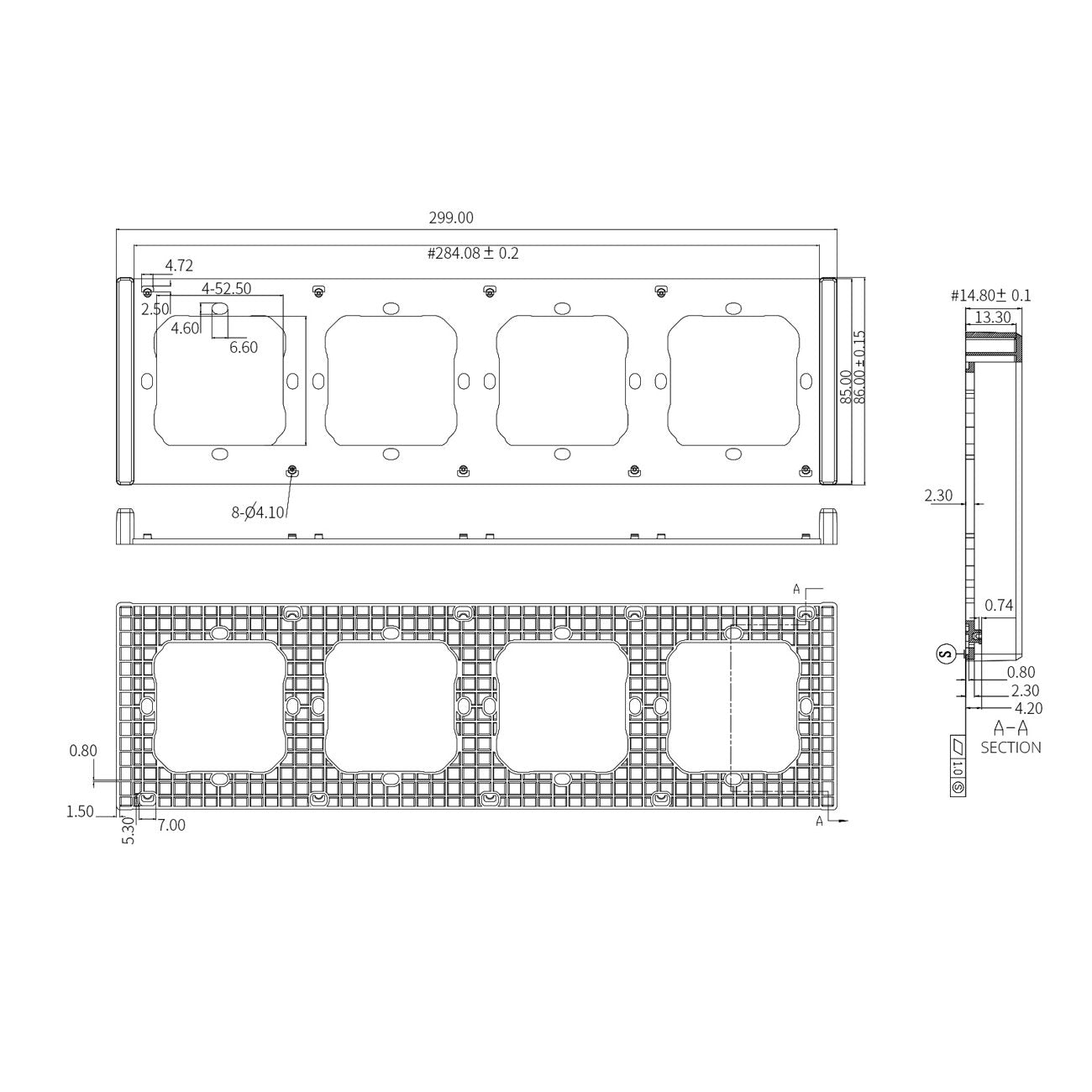Networking – Quadruple mounting frame for installing M5-80 wall switches - Carlat