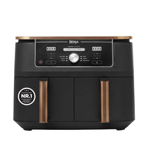 Ninja Foodi MAX Dual Zone Heißluftfritteuse, 9,5L Airfryer, 2 Fächer, mit Zange, Antihaftbeschichtung, spülmaschinenfeste Körbe, 6-in-1, Amazon Exklusiv, Kupfer/Schwarz, AF400EUCP - Carlat