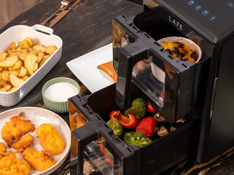 Oil-free and traditional – LAFE Dual Fry 10 L Oil-Free Fryer - Carlat