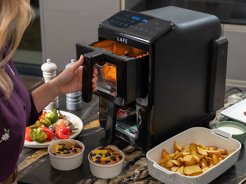 Oil-free and traditional – LAFE Dual Fry 10 L Oil-Free Fryer - Carlat
