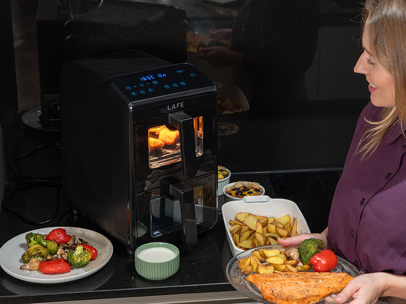 Oil-free and traditional – LAFE Dual Fry 10 L Oil-Free Fryer - Carlat