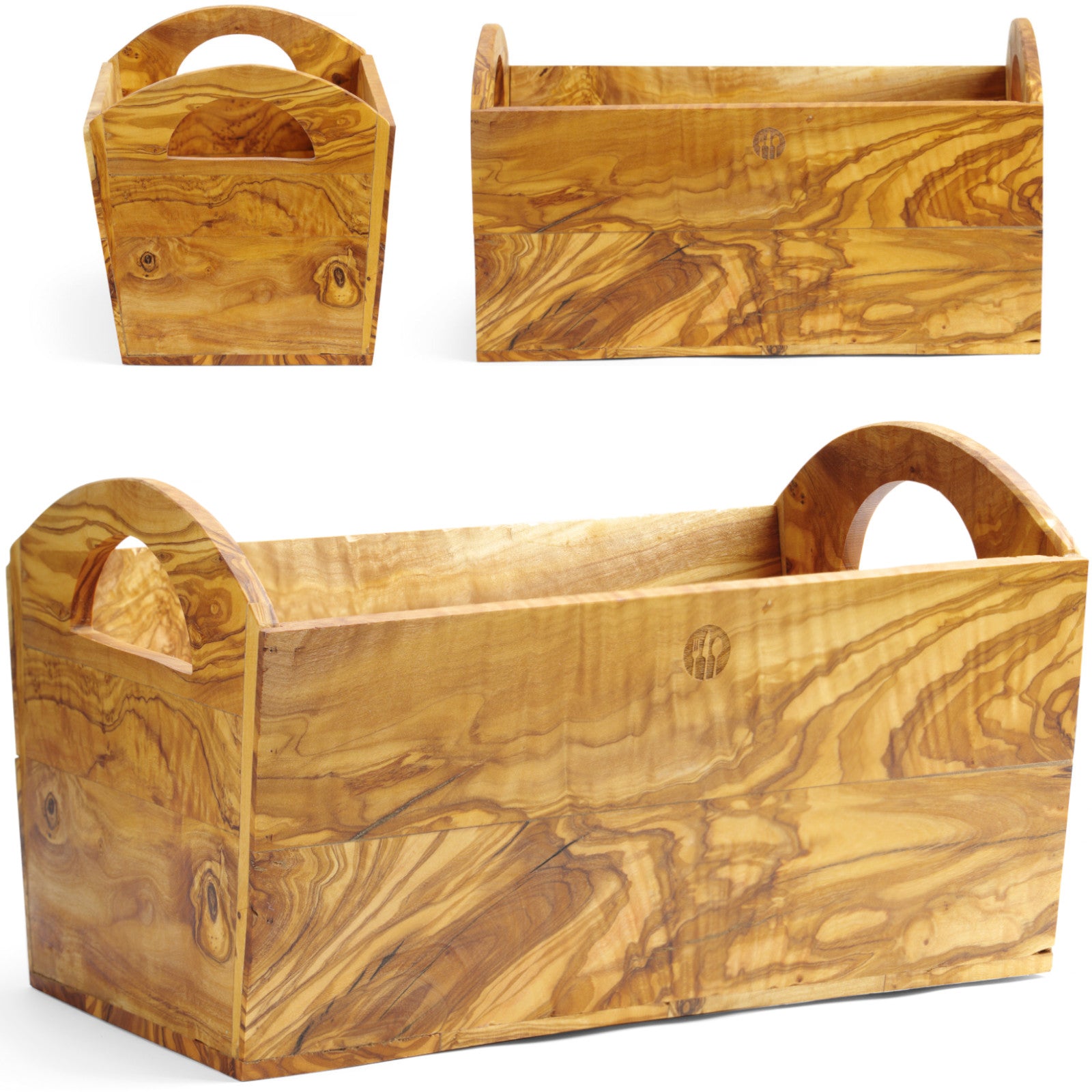 Olive wood container for serving bread cutlery - Hendi 505274 - Carlat