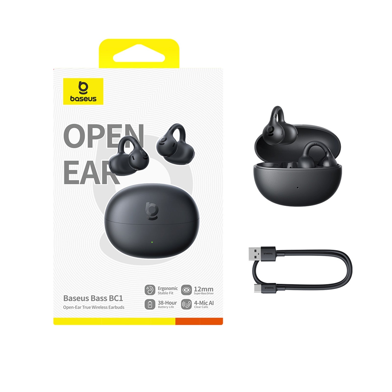 Open design wireless headphones with clip OWS Bass BC1 - Carlat