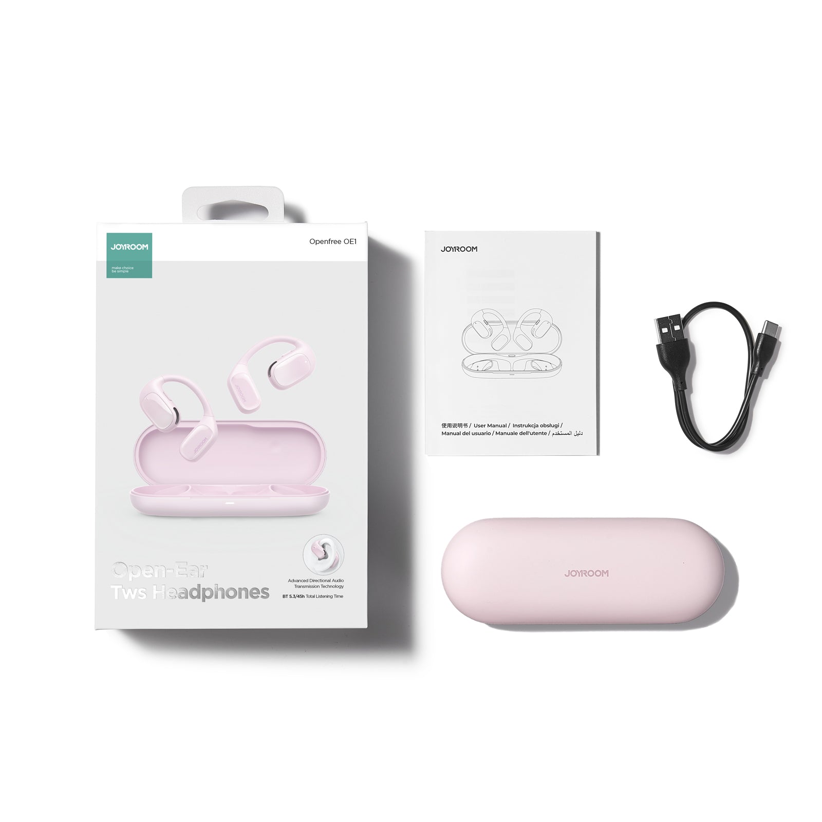Openfree JR-OE1 wireless on-ear headphones, pink - Carlat