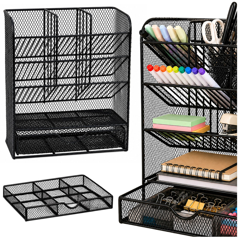 Organizers for supplies – Metal Desk Organizer for Stationery and Accessories—Black - Carlat