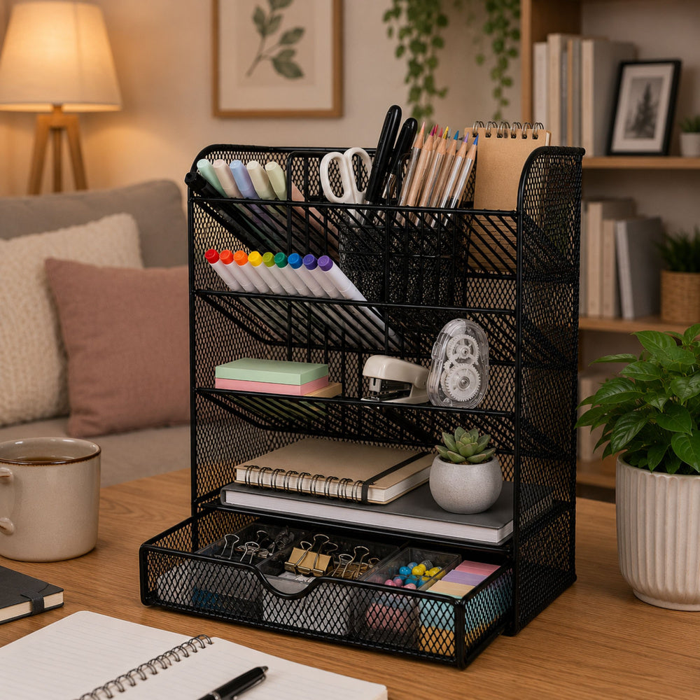 Organizers for supplies – Metal Desk Organizer for Stationery and Accessories—Black - Carlat