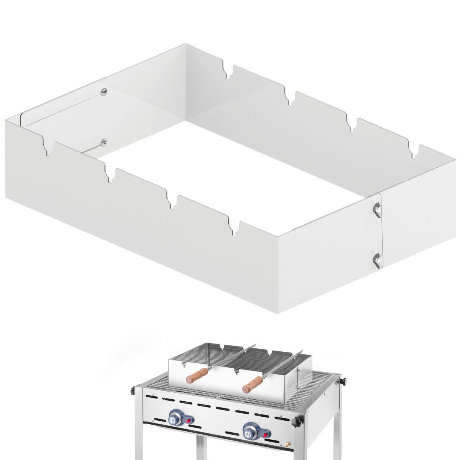 Outdoor Grill Accessories – Churrasco rectangular kebab grill attachment 530x350x117 - Carlat