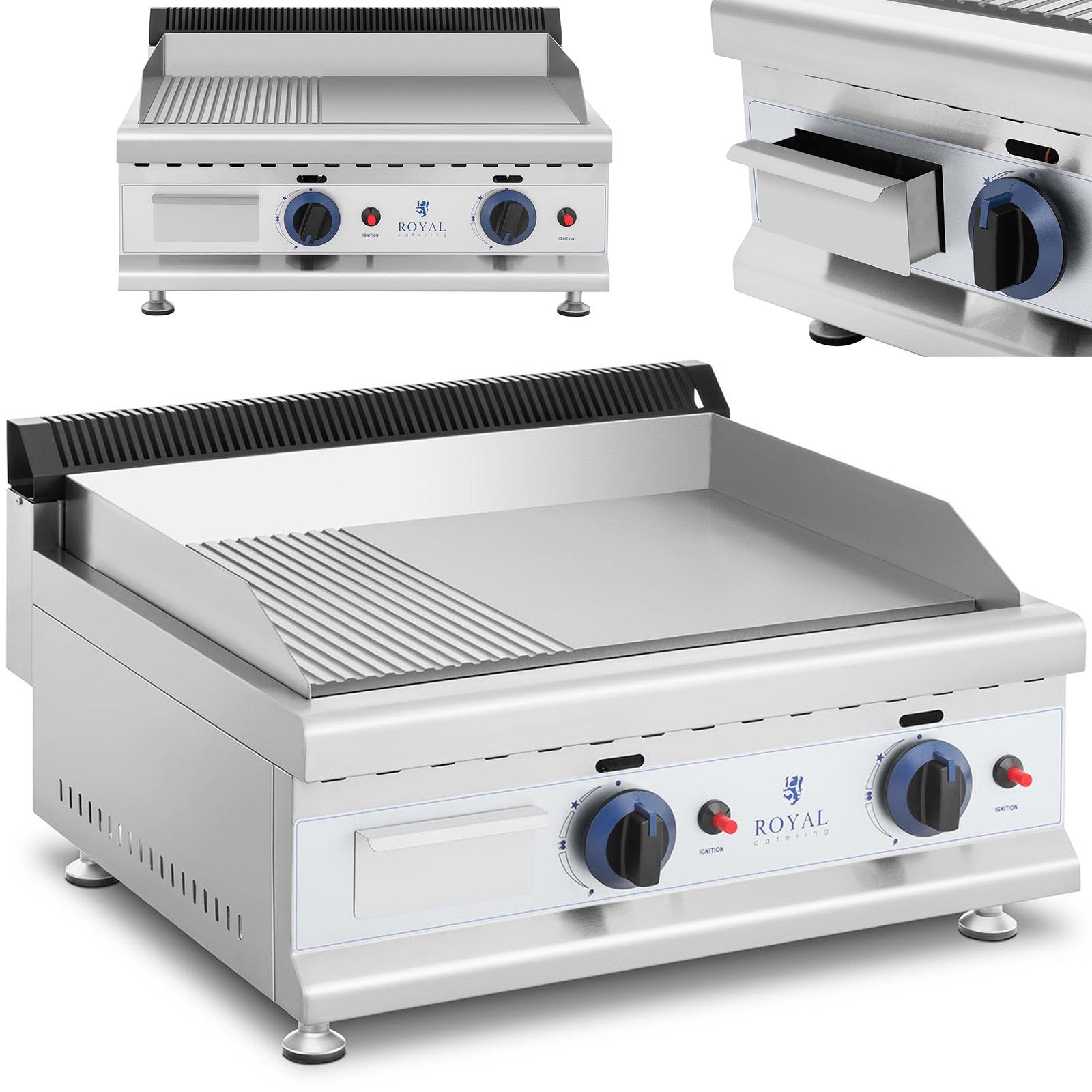 Outdoor Grill Accessories – Double smooth, grooved, stainless steel gas - Carlat