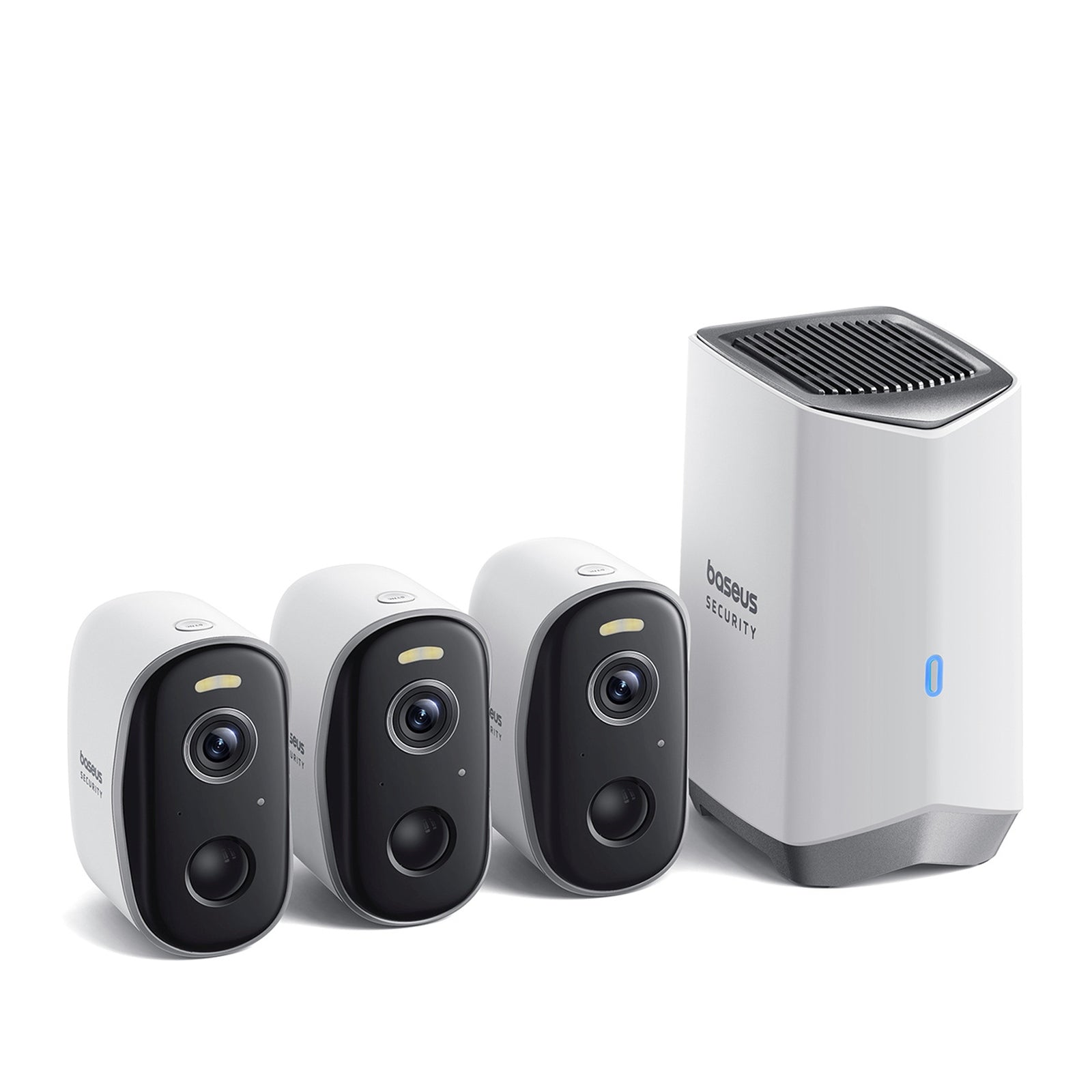 Outdoor surveillance kit 3 cameras base station 2K 16GB 7800mAh - white - Carlat