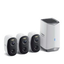 Outdoor surveillance kit 3 cameras base station 2K 16GB 7800mAh - white - Carlat