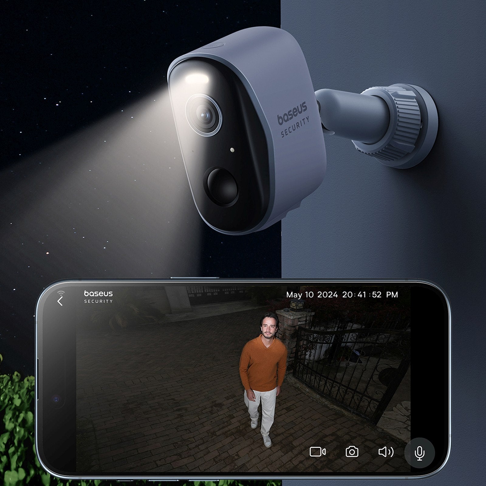 Outdoor surveillance kit 3 cameras base station 2K 16GB 7800mAh - white - Carlat