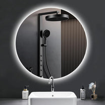 PESENXAN Bathroom Mirror with Lighting, 80 cm, LED Bathroom Mirror with Light, Anti-Fog, 3 Light Colours, Dimmable, Touch Switch, Memory Function, Round Energy Saving Bathroom Mirror - Carlat