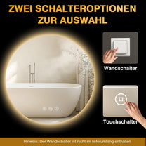 PESENXAN Bathroom Mirror with Lighting, 80 cm, LED Bathroom Mirror with Light, Anti-Fog, 3 Light Colours, Dimmable, Touch Switch, Memory Function, Round Energy Saving Bathroom Mirror - Carlat