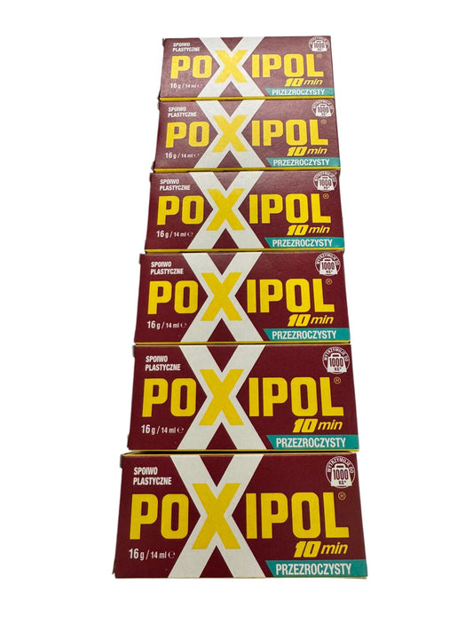 POXIPOL Transparent Epoxy Glue 16g / 14ml – 6 Piece Set (10 Minutes) - Carlat