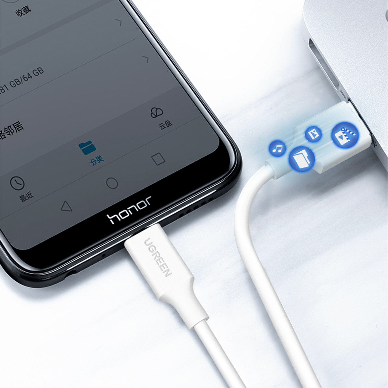 PVC cable USB0-A - microUSB 480 Mb/s 1.5m white - Carlat