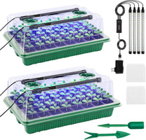 Pack of 2 Indoor Greenhouse Propagator with Plant Lamp, 80 Cell Greenhouse Propagation Set with Timing Controller, Adjustable Brightness, for Plant Growth and Seed Germination - Carlat