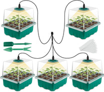 Pack of 2 Indoor Greenhouse Propagator with Plant Lamp, 80 Cell Greenhouse Propagation Set with Timing Controller, Adjustable Brightness, for Plant Growth and Seed Germination - Carlat