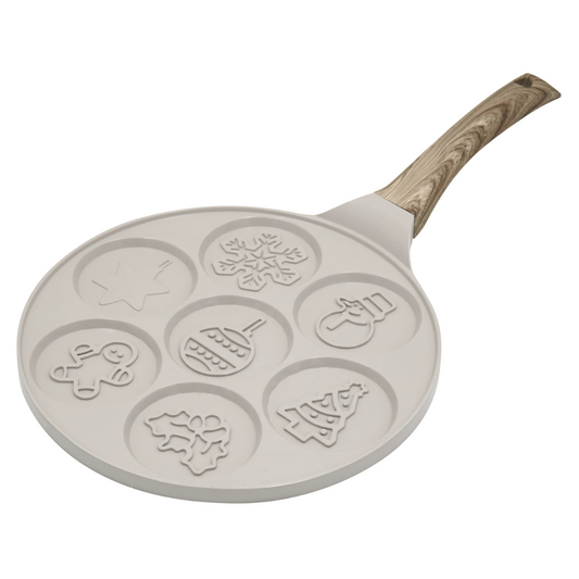 Pancake pan, Christmas designs, aluminum, nonstick coating, beige, 26.5 cm diameter, Klausberg, KB-7970 - Carlat