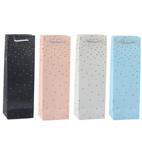 Paper Gift Bag for One Bottle of Wine, Gold Dots, 35 x 12 x 9 cm - Carlat