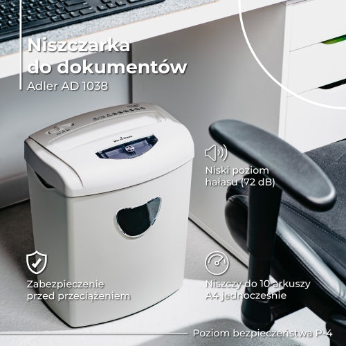Paper Shredders, Laminators, and Supplies – AD 1038 Beige Paper Shredder - Carlat