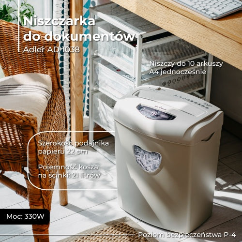 Paper Shredders, Laminators, and Supplies – AD 1038 Beige Paper Shredder - Carlat