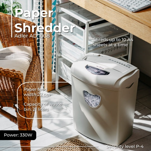 Paper Shredders, Laminators, and Supplies – AD 1038 Beige Paper Shredder - Carlat