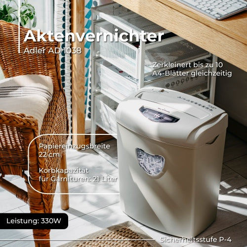 Paper Shredders, Laminators, and Supplies – AD 1038 Beige Paper Shredder - Carlat