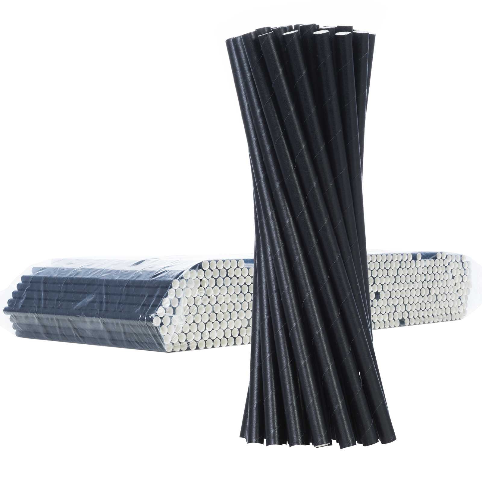 Paper straws BIO organic PAPER STAWS thick 8/205mm - black 500pcs. - Carlat