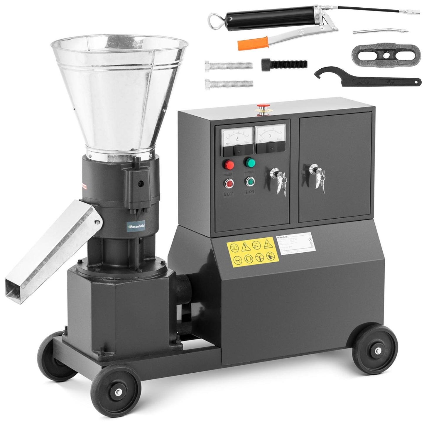 Pellet machine granulator pellet machine sawdust feed mobile 7.5 kW 400 V 300 kg/h dia. 200mm - Carlat