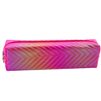 Pencil cases (empty – Girls' Metallic Shiny Herringbone Pink Pencil Case - Carlat
