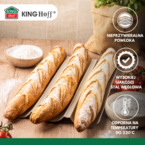 Perforated baguette pan, 3 grooves, carbon steel, nonstick coating, beige, 38×24.5 cm, Kinghoff, KH-1970 - Carlat