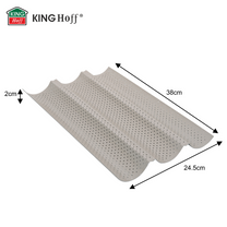 Perforated baguette pan, 3 grooves, carbon steel, nonstick coating, beige, 38×24.5 cm, Kinghoff, KH-1970 - Carlat